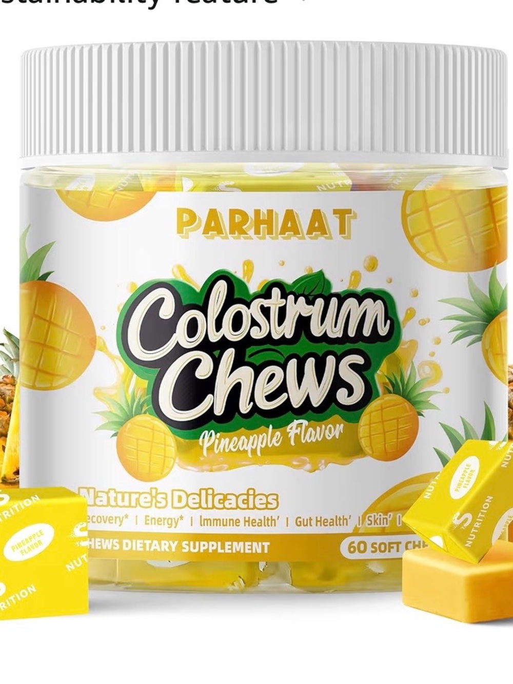 Colostrum Chews Pineapple Flavor